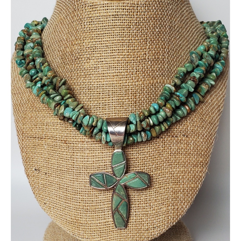 Desert‎ Rose Trading Jay King 925 Sterling Turquoise Cross Christian Necklace